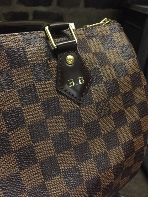 Hot stamped initials on my LV damier Bandouliere. Love!